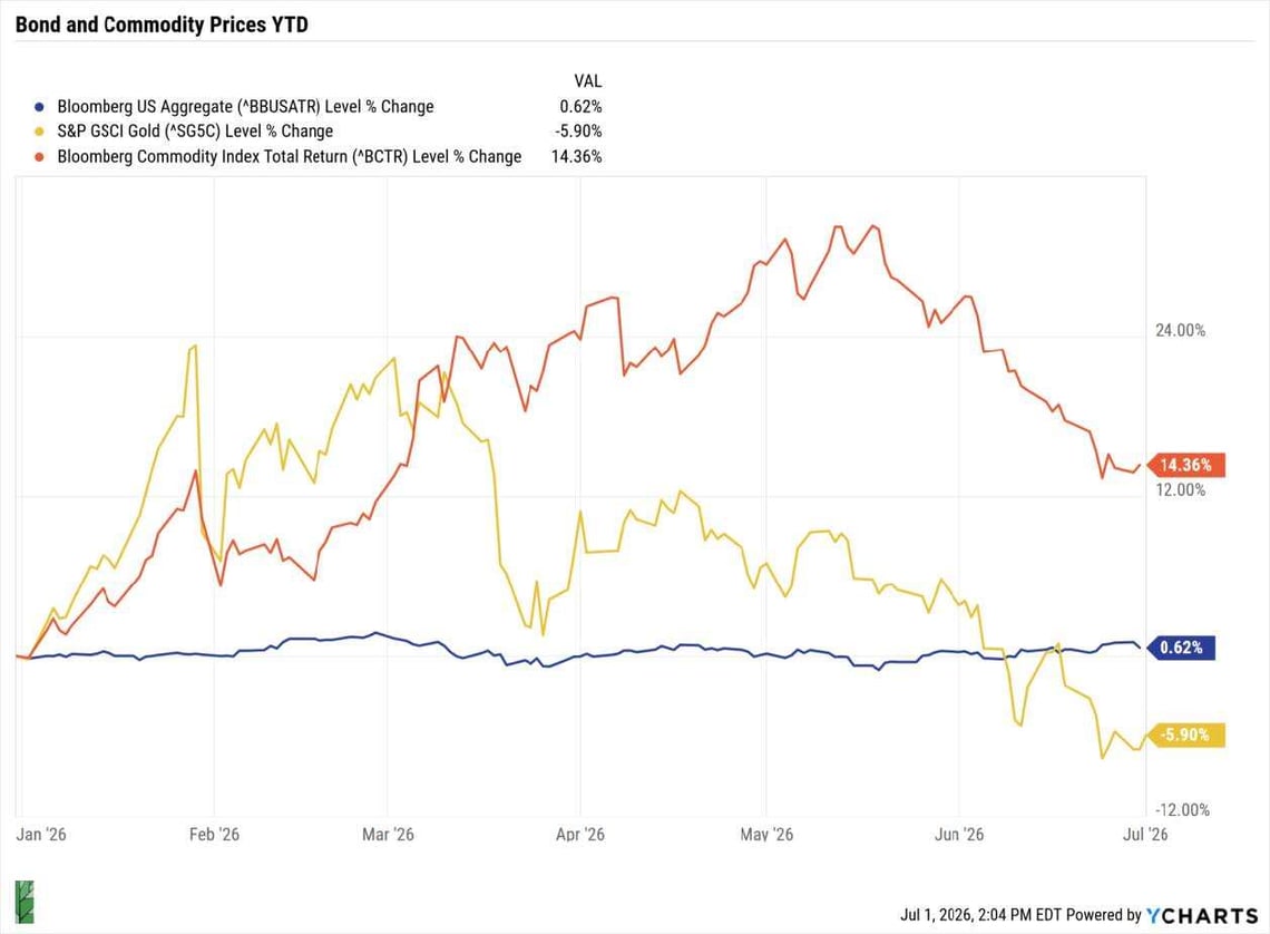 bond and commodity priced ytd chart